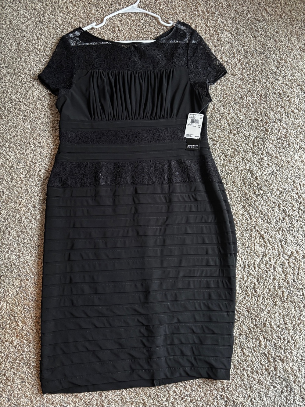 Adrianna Papell Black Lace-Accent Sheath Cocktail Dress